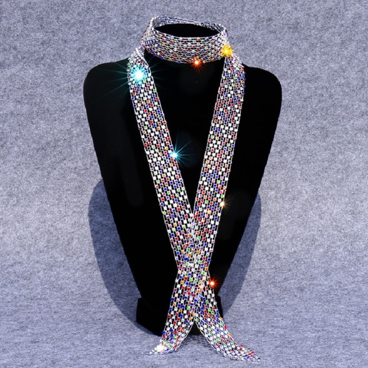 

Mixed Diamond on Silver Women Sequined Rhinestone Bow Tie Dance Costume Accessories