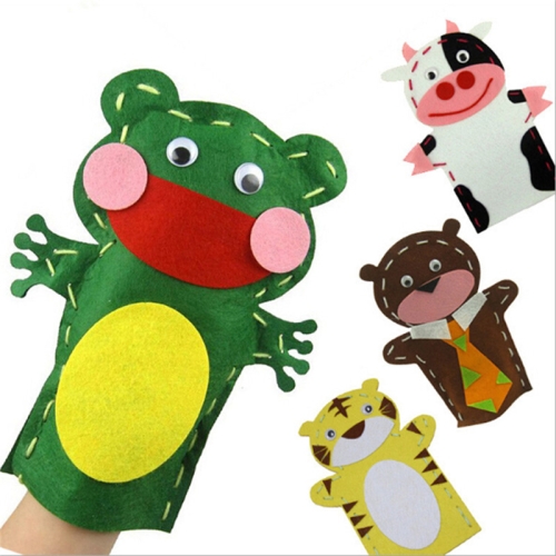 

5 PCS DIY Handmade Cartoon Animals Nonwoven Fabric Glove Kids Education Learning Craft Toys, Random Style and Color Delivery