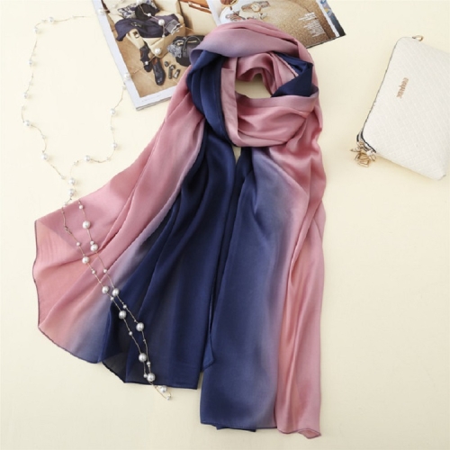 

Silk Imitation Hand-painted Gradient Long Sunscreen Shawl Scarf, Size:180 x 90cm(Pink + Blue)