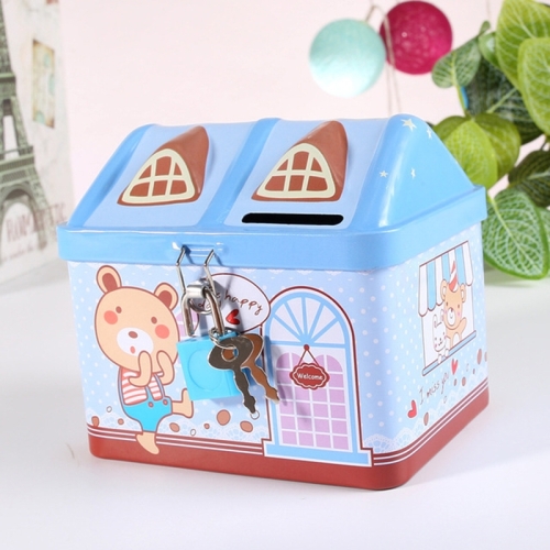 

Children Cartoon Saving Small Coin Storage House Piggy Bank(Blue)