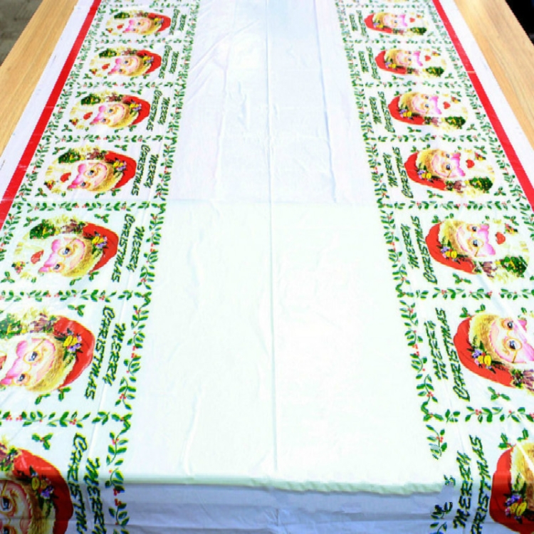 

2 PCS Merry Christmas Rectangular Tablecloth Kitchen Dining Table Covers Decoration(Santa Claus Head)