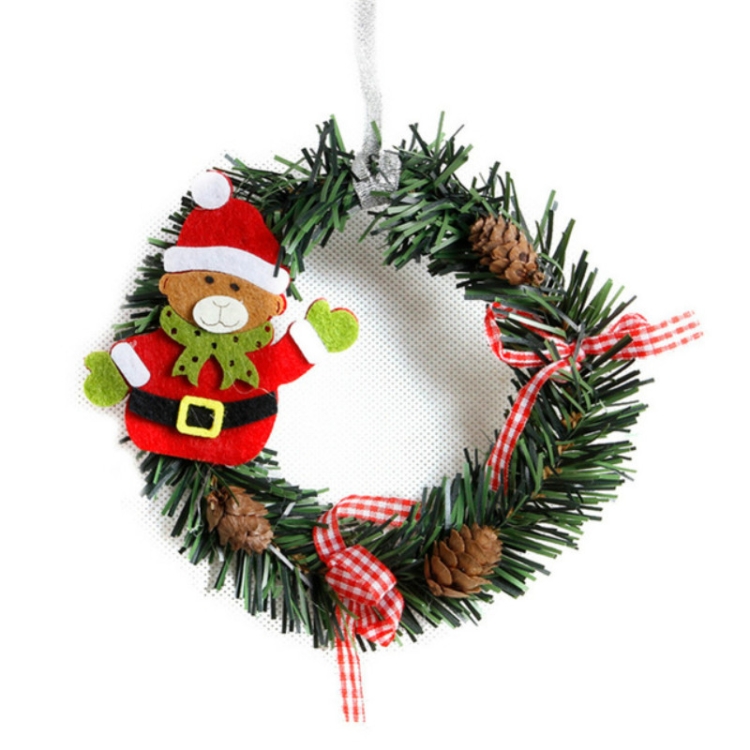 

2 PCS Christmas Ordinary Decorative Christmas Snowman PVC Small Wreath Ornament(Bear)