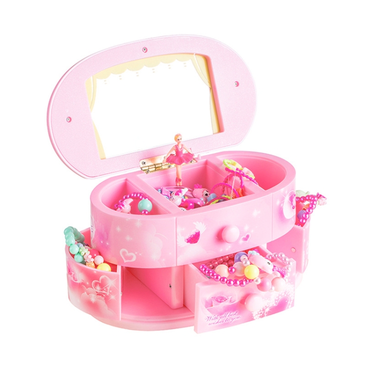 

Beautiful Ballet Dancer Doll Music Box Jewelry Organizer Make Up Box Portable Musical For Kids gift(Pink)