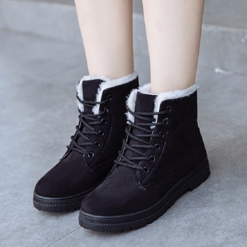 

Ladies Cotton Shoes Plus Velvet Snow Boots, Size:35(Black)