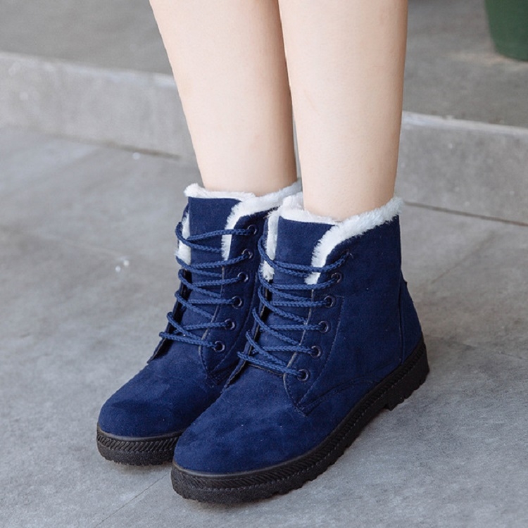 

Ladies Cotton Shoes Plus Velvet Snow Boots, Size:36(Blue)