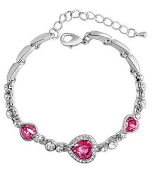 

Crystal Rhinestone Heart Simple Bangle Bracelet(Pink)