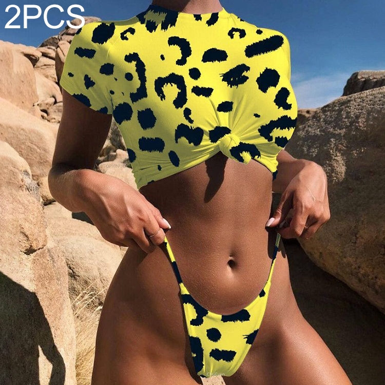 yellow leopard print swimsuit