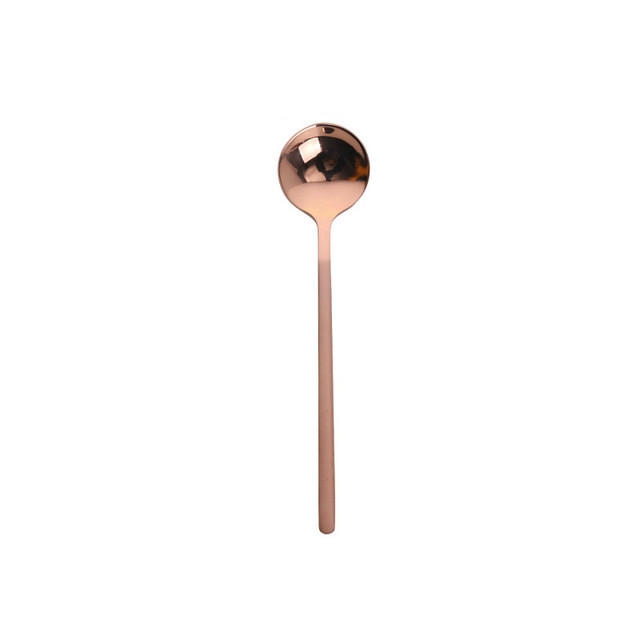 

Mini Accessories Coffee Spoon Kitchen Dessertspoon Dining Round Shape Coffee Stainless Steel Home, Size:13cm(Rose Gold)