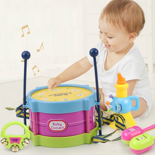 

Children Musical Instrument Enlightenment Plastic Hand Knocking Blow Small Waist Drum 5 PCS / Set