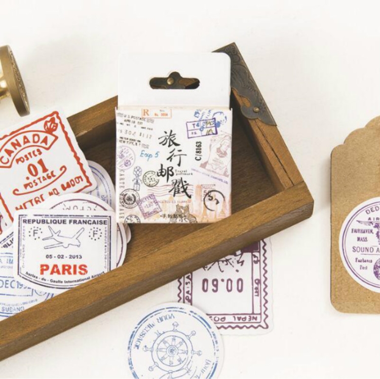 

5 PCS Travel Postmark Handwritten Photo Album Decorative Sticker Sealing Sticker