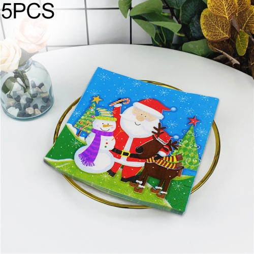 

5 PCS Colorful Print Santa Claus Party Decoration Napkin Facial Tissue