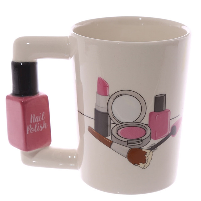 

Creative Nail Polish Handle Tea Coffee Ceramic Mug Cup GD-0189