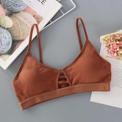 

Hollow Out Breathable Ultra-Thin Comfortable Women Cotton Bras, Size:One Size(Caramel Colour)