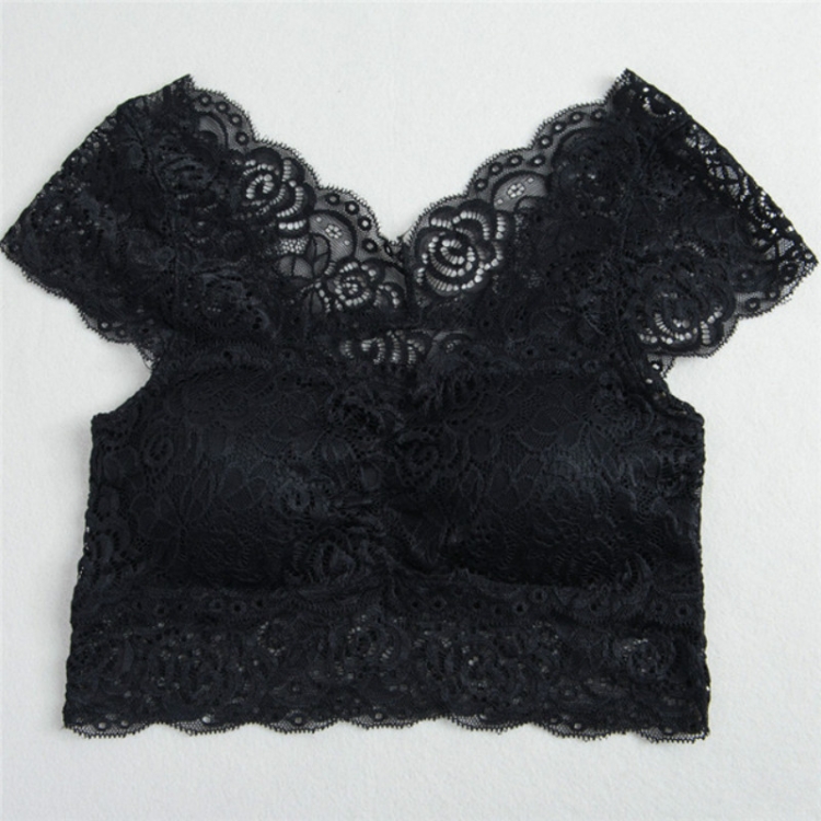 

Lace Tube Top Push Up Bandeau Top Underwear Lingerie Women, Size:One Size(Black)
