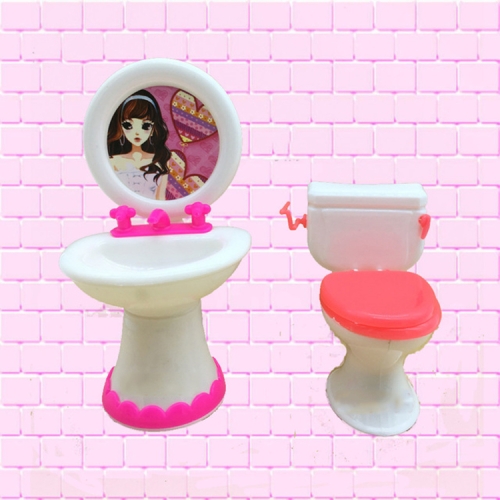 

3 PCS Barbie Doll House Plastic Accessories Set Wash Basin Toilet