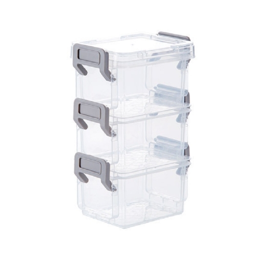 

Desktop Transparent Covered Storage Box Sundries Organizing Storage Box, Layer:Three Layers(Gray)