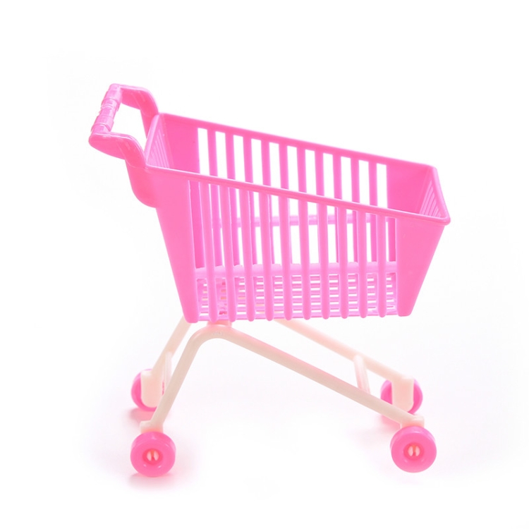 

3 PCS Plastic Doll Simulation Trolley Shopping Cart Toy Children Birthday Gift(Pink)