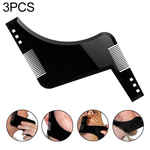 

3 PCS Double-sided Beard Comb Molding Template Tool Beard Shaping Styling Tool With Inbuilt Comb(Black)