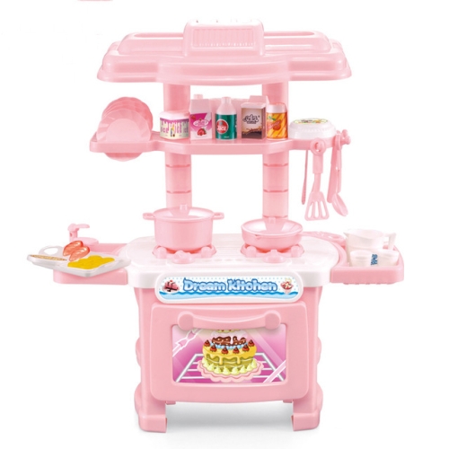 

Miniature Kitchen Plastic Pretend Play Children Kids Toys for Girls Boys Simulation Cooking Cookware Kitchen Toys Set(Pink)