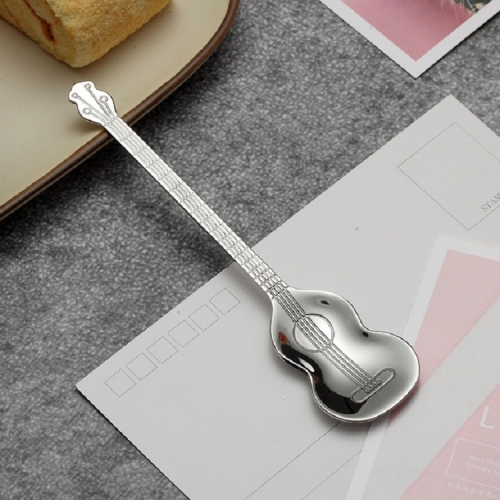 

Stainless Steel Coffee Mixing Spoon Creative Musical Instrument Shape Spoon, Style:Guitar, Color:Silver