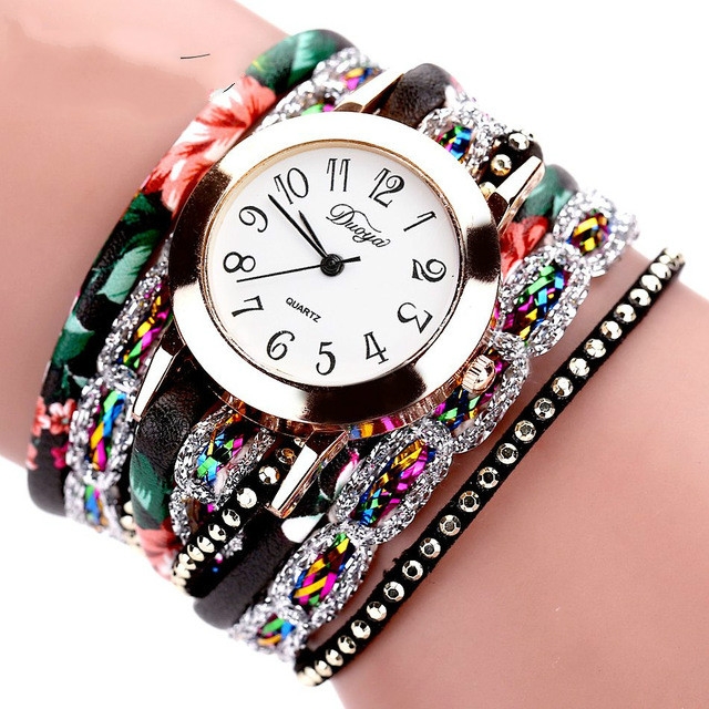 

Douya D048 National Style Circle Bracelet Quartz Watch(Black)