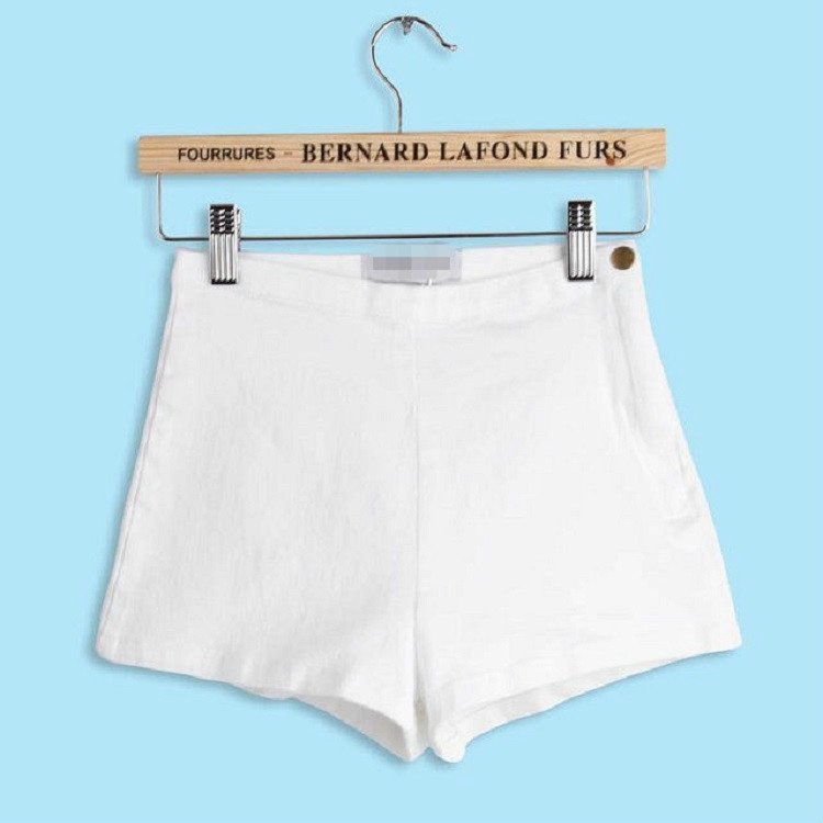 

Hips Tight Elastic Side Zip High Waist Denim Shorts Hot Pants, Size:M(White)