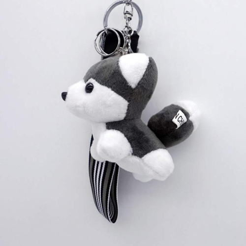

3 PCS Husky Plush Clip Keychain Mini Charm Bag Pendants Soft Stuffed Animal Stuffed Toys Gift, Size:15(Dark Grey)