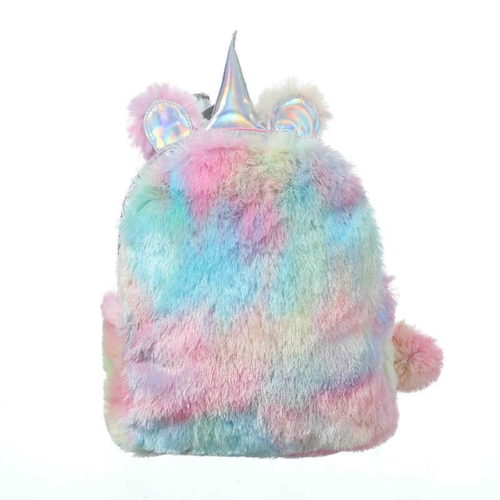 

2 PCS Unicorn Backpack Bag For Teenager Colorful Fur Leather Schoolbag Female Travel Shoulder Bag(Colour)