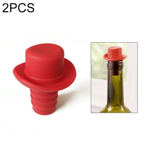 

2 PCS Silica Gel Top Hat Fresh Wine Corks Cruet Red Wine Stopper(Red Wine)
