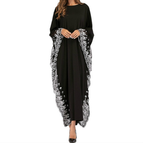 

Lace-side Bat Sleeve Robes Women Dress, Size:One Size(Black)