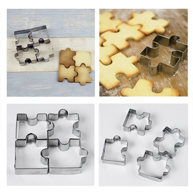

2 PCS Stainless Steel Biscuit Mold Popular Cute Puzzle Shape DIY Shantou Mold Cookie Cutting Mold