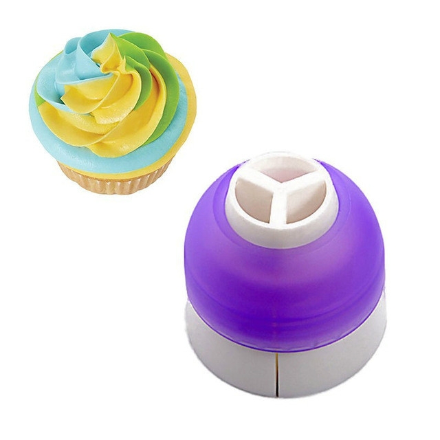 

2 PCS Nozzles Tips Cream Bag Tricolor Converter Cake Decorating Tools(Purple)