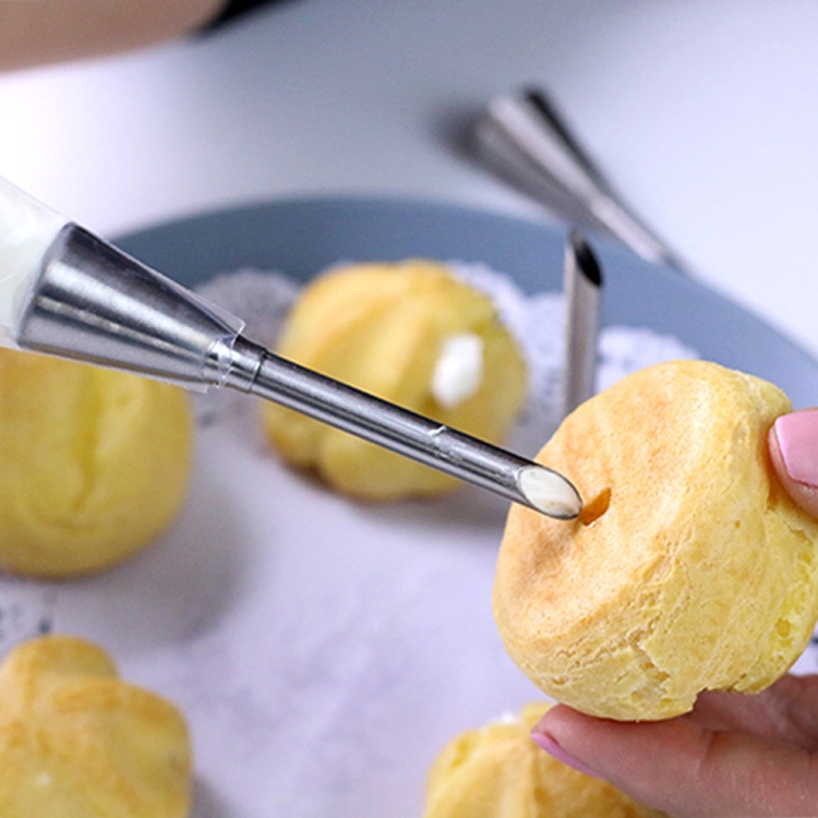 

3 PCS Stainless Steel Puffs Flower Squeezed Puffs Cream Filling Mouth