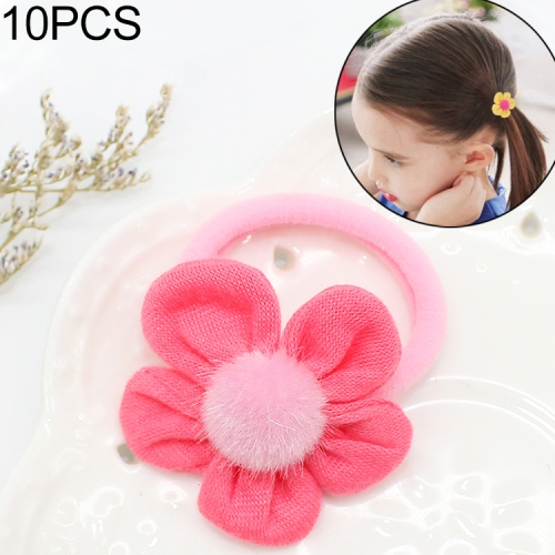 

10 PCS Girl Flower Hair Accessories Children Hair Band,Diameter:5cm(Rose red)