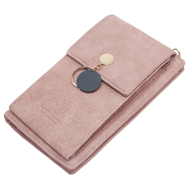 

Women Leather Shoulder Wallet Phone bag Case Female Multifunction Coin Purse(Dark Pink)