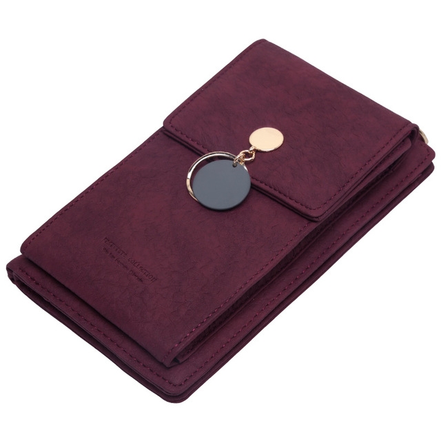 

Women Leather Shoulder Wallet Phone bag Case Female Multifunction Coin Purse( Wine Red)