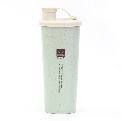 

450ML Protein Powder Shaker Water Bottle Wheat Straw BPA Free Mixer Sports Fitness Milk Shake Bottle(Green )