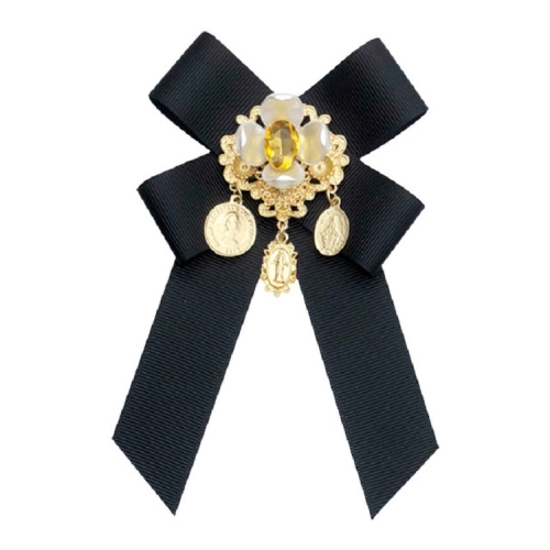 

Women Vintage Flowers Diamond Bow-knot Bow Tie Shirt Brooch Clothing Accessories, Style:Pin Buckle Version(Black)