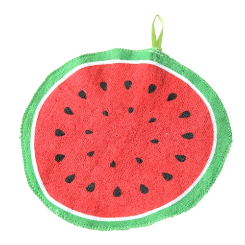 

2 PCS Baby Kids Round Cotton Hand Towel Kitchen Fruit Wipe Dishcloth Hanging Towels(Watermelon)