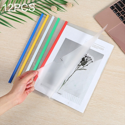 

12 PCS A4 Folder Transparent PP Report Cover Spine Bar Folder, Random Color Delivery 12 mixed color