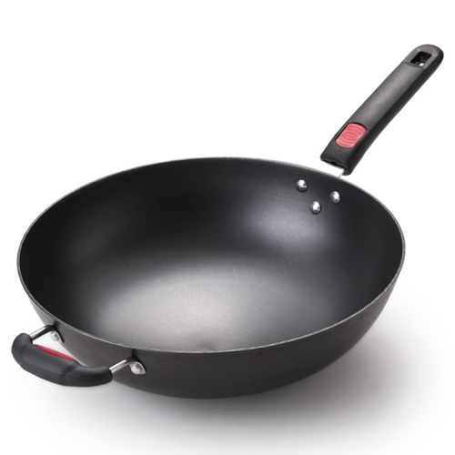 

RLD Uncoated Cast Iron Round Bottom Wok is Suitable for Cancave Gas Cooker, Style:34cm Single Pot