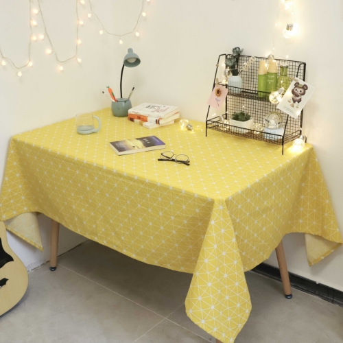 

Square Checkered Tablecloth Furniture Table Dust-proof Decoration Cloth, Size:90x90cm(Yellow)
