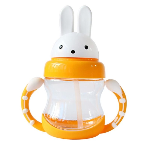 

Cute Rabbit Baby Feeding Cup With Straw Children Learn Feeding Drinking Bottle With Handle Kids Water Bottles Training Cup(Yellow)