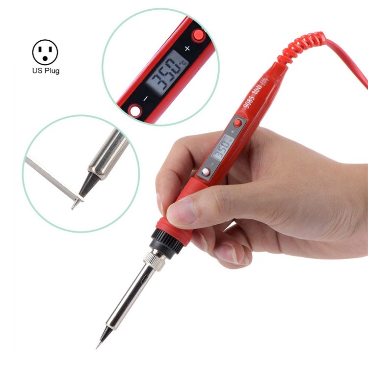 

908S 80W LCD Thermostat Soldering Iron Constant Temperature Soldering Iron, Plug Type:US Plug(Red)