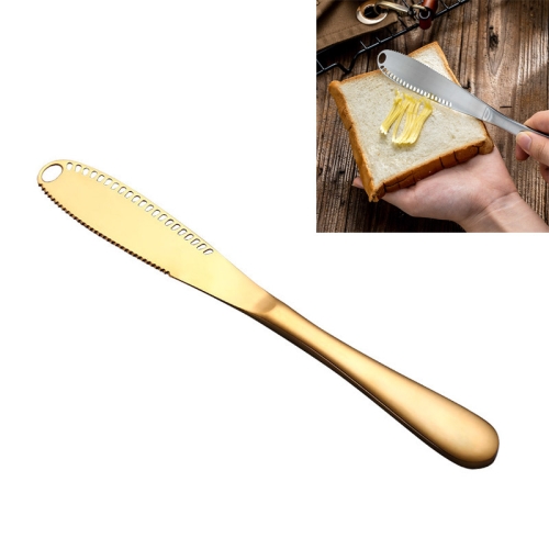 

Stainless Steel Butter Knife Western Food Bread Jam Cheese Knife(Gold)