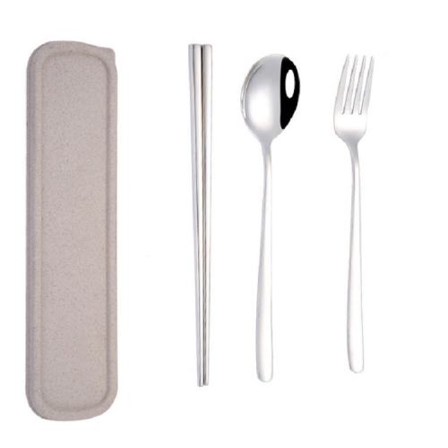 

4 PCS / Set Portable Stainless Steel Tableware Creative Set Chopsticks Spoon Fork Gift, Color:Steel