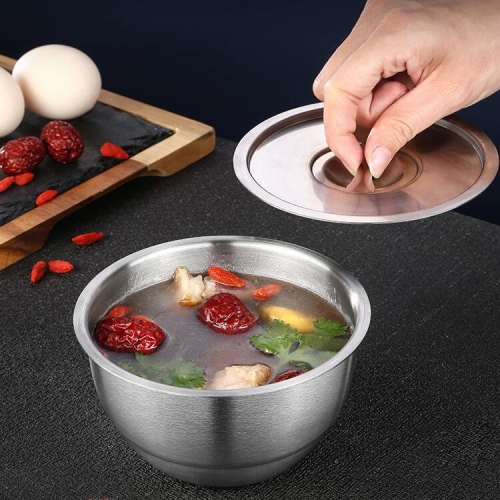 

Stainless Steel Bowl Household Dessert Ramen Bowl Steamed Rice Soup Cup Stew Cup with Lid