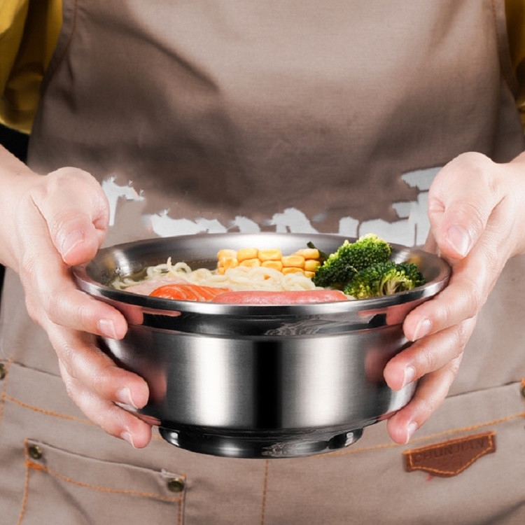

Stainless Steel Soup Bowl Household Double Anti-scald Porridge Bowl, Size:Small