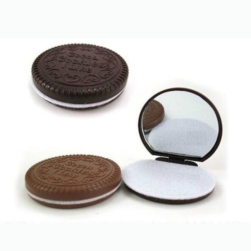 

Makeup Tool Pocket Mirror Makeup Mirror Mini Dark Brown Cute Chocolate Cookie Shaped Random Color(Random Color)