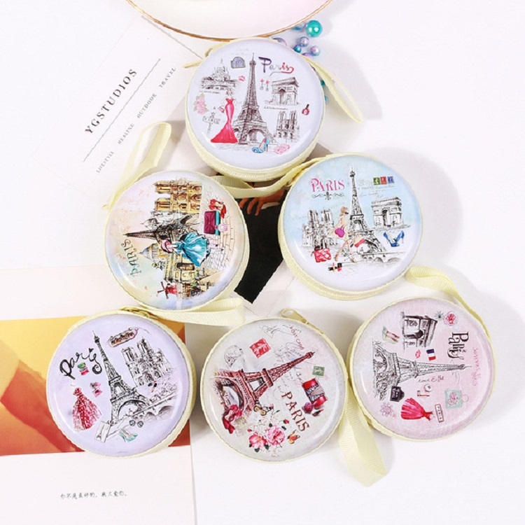 

2 PCS Cartoon Round Tinplate Metal Coin Box，Random Color Delivery, Style:Random 02